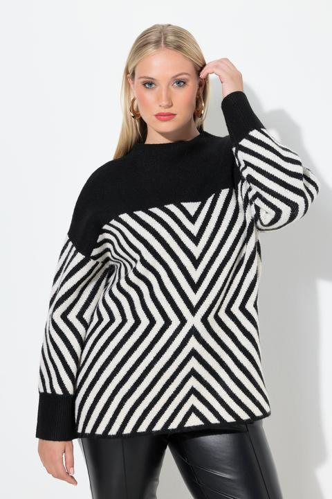 Produktbild Ulla Popken Pullover, grafisches Muster, Stehkragen, Langarm (46, 48)