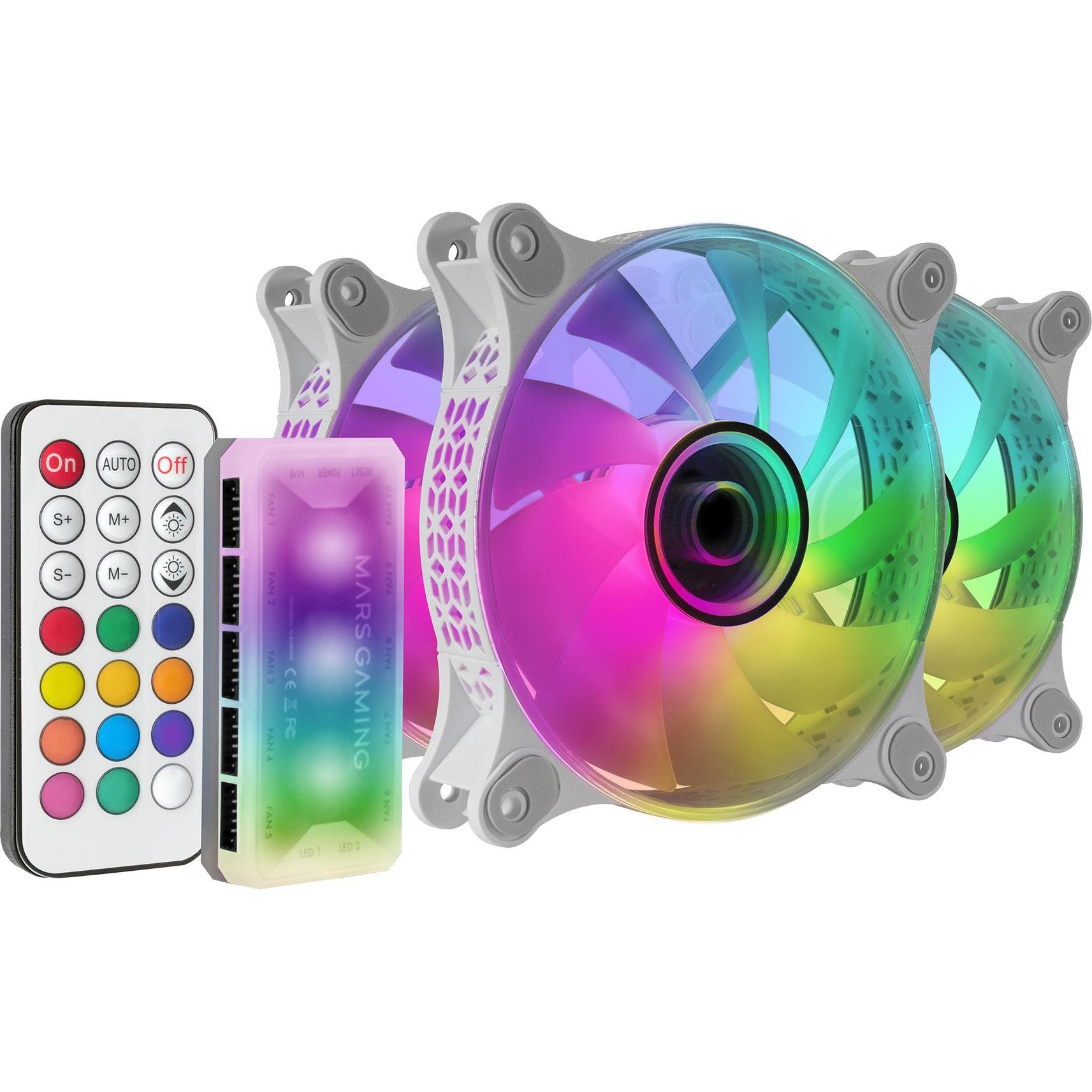 Mars Gaming Mf3dkitw (120 mm, 3 x), PC Lüfter, Weiss