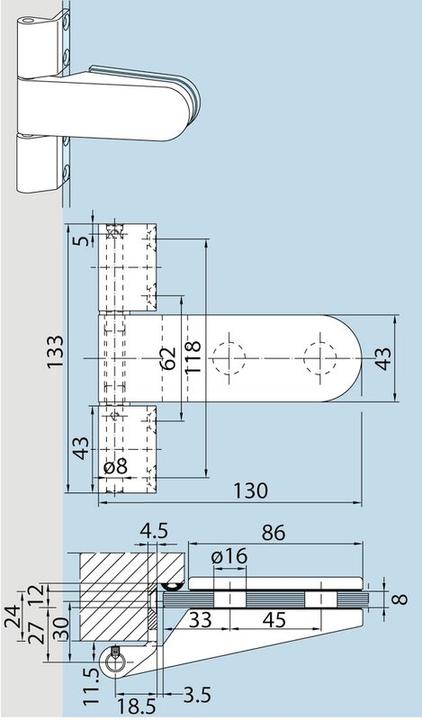 Actual product image Dormakaba Glass door hinge Studio Rondo