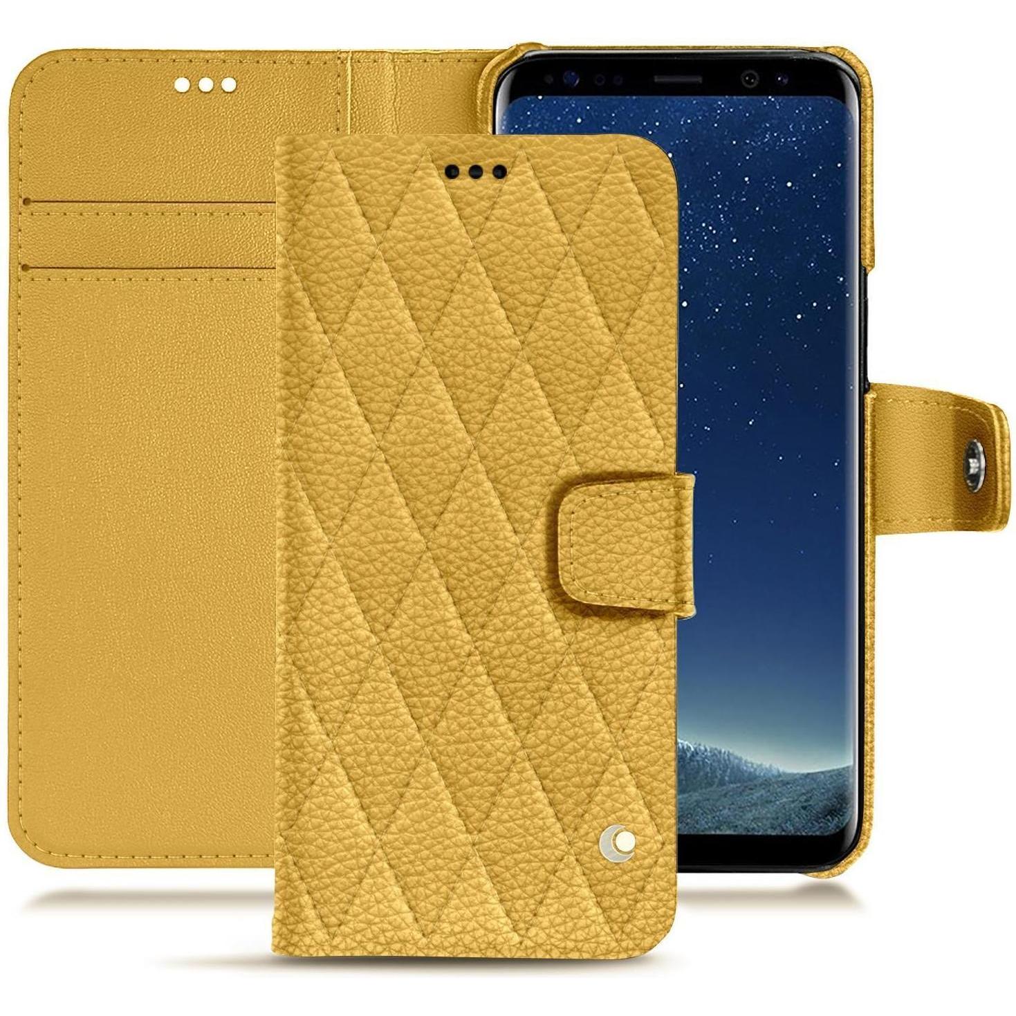 Noreve Lederschutzhülle Wallet (Samsung Galaxy S8+), Smartphone Hülle, Orange