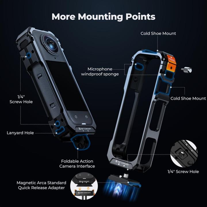 Produktbild K&F Concept Kamerakäfig für Insta360 X5 (Insta360 X5)