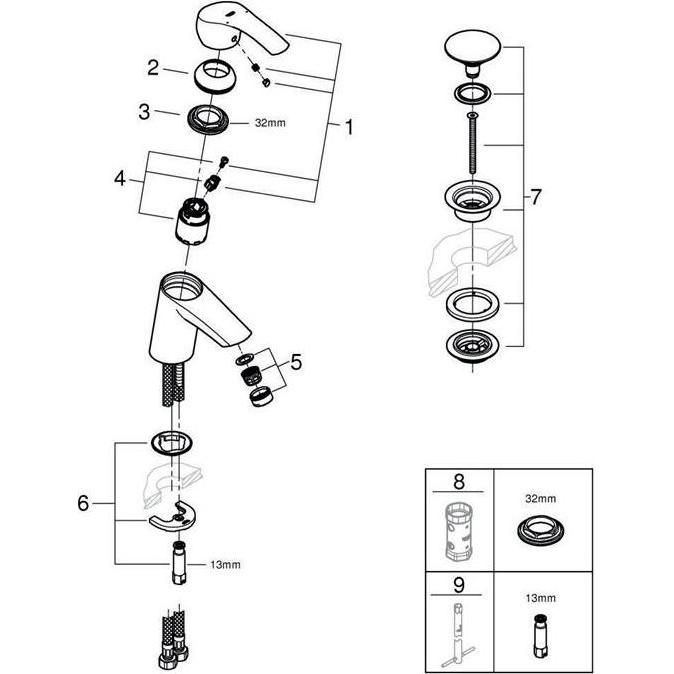 Thumbnail - Grohe, Badarmatur, EH-WTbatt EUROSMART 1/2" S-Size chr