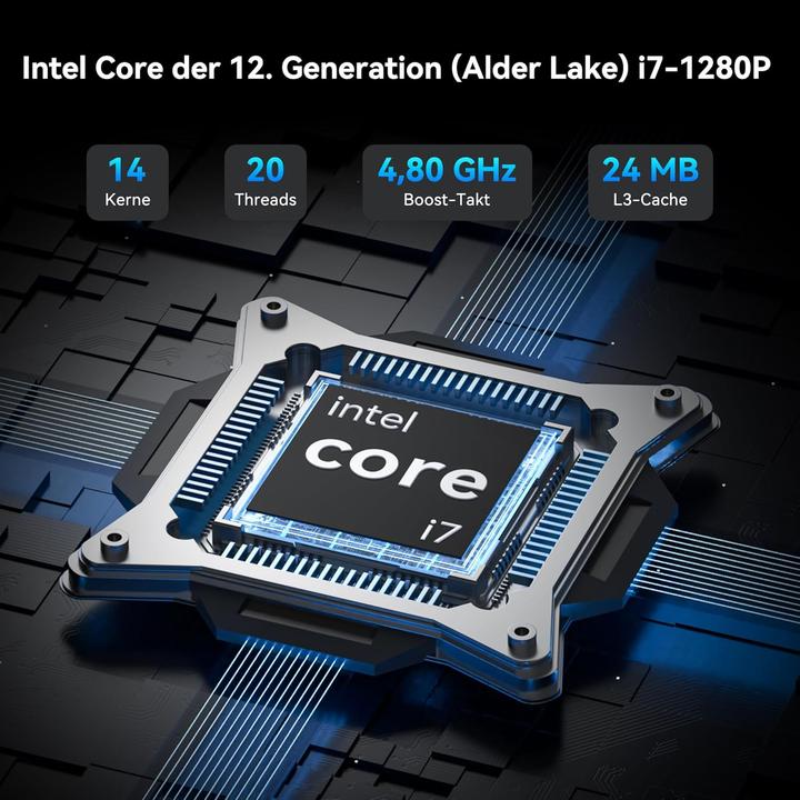 Actual product image Geekom Mini PC IT12 2025 Edition mit Intel i7-1280P (1000 GB, 32 GB, Intel Core i7-1280P)