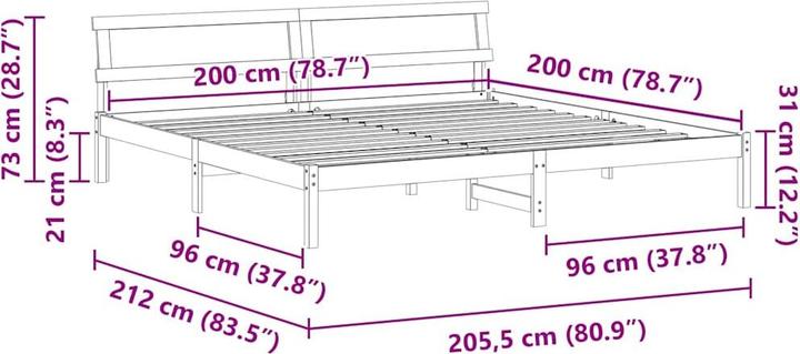 Actual product image vidaXL Bettrahmen (200 x 200 cm)