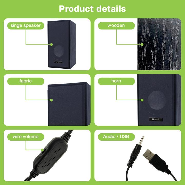 Immagine prodotto Techly Set di altoparlanti in legno per notebook