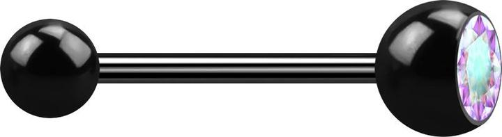 Actual product image Star Piercing Micro barbell black with ball and ball crystal multicolour (without brass, Surgical steel 316L)