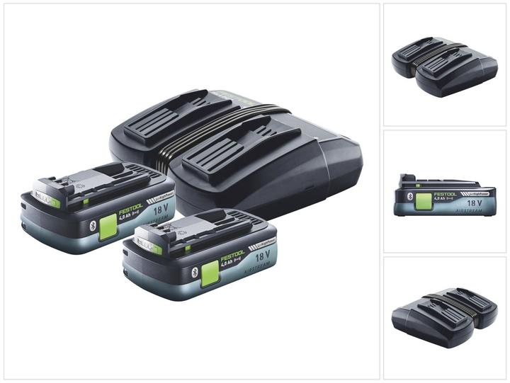 1x Festool TCL 6 DUO double quick charger ( 577017 ), 2x Festool BP 18 Li 4,0Ah HPC-ASI battery pack 18V 4,0Ah HighPower ( 205034 )