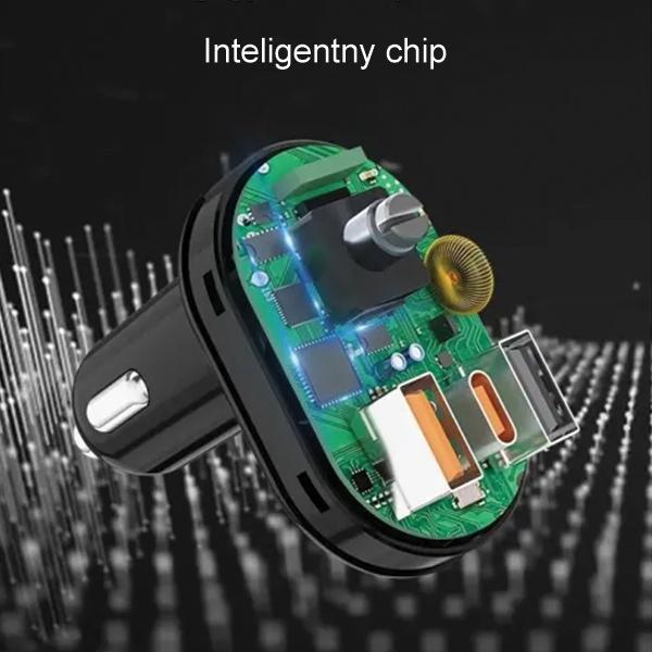 Actual product image Awei zestaw głośnomówiący C-843 z transmiterem FM, Bluetooth 5.0, MP3, 1xUSB+1xUSB-C czarny/black
