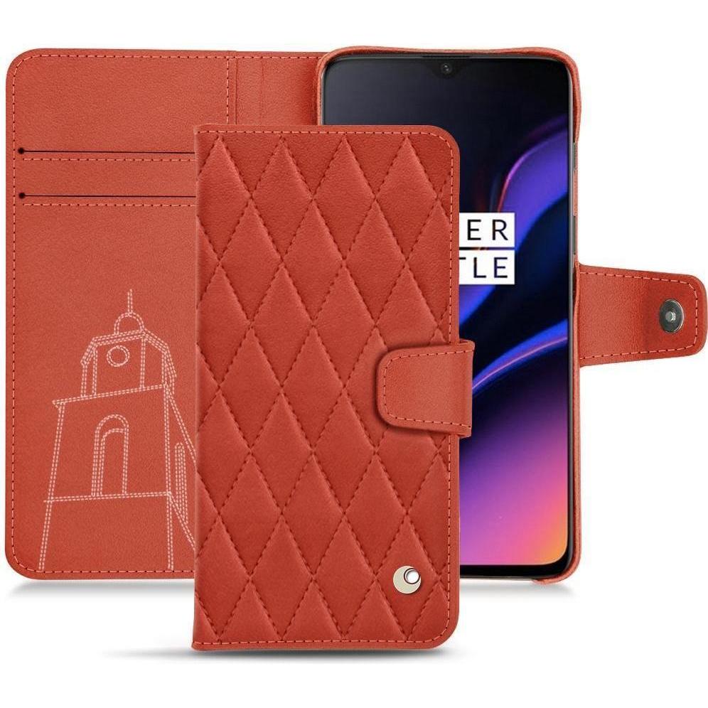 Noreve Lederschutzhülle Wallet (OnePlus 6T), Smartphone Hülle, Orange