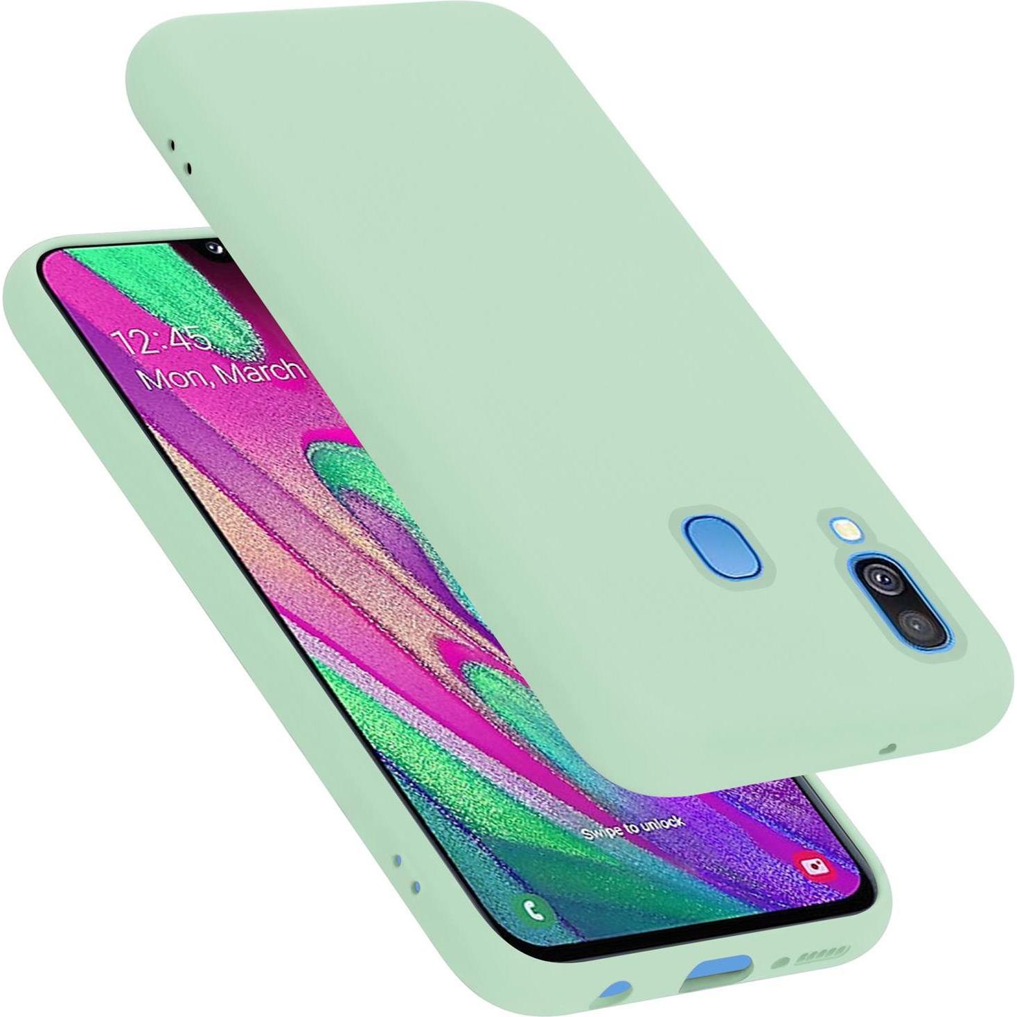 Cadorabo TPU Liquid Silicone Case Cover (Samsung Galaxy A40), Smartphone Hülle, Grün