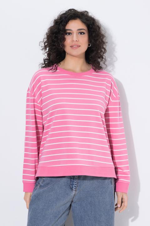 Produktbild Ulla Popken Sweatshirt, Ringel, Rundhals, Langarm, hinten länger (46, 48)