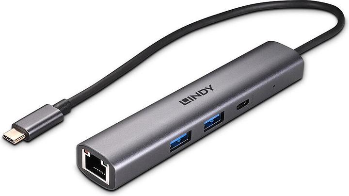 Productafbeelding Lindy USB 3.2, Gen 2, hub Type C & Gigabit, Ethernet (USB-C, 3 ports)