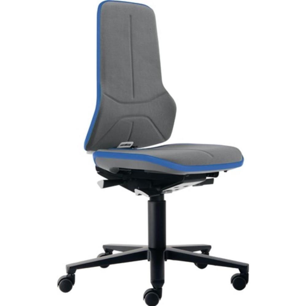 Bimos, Bürostuhl, Arbeitsdrehstuhl Neon Rollen Supertec-Gewebe grau blau 450-620 mm