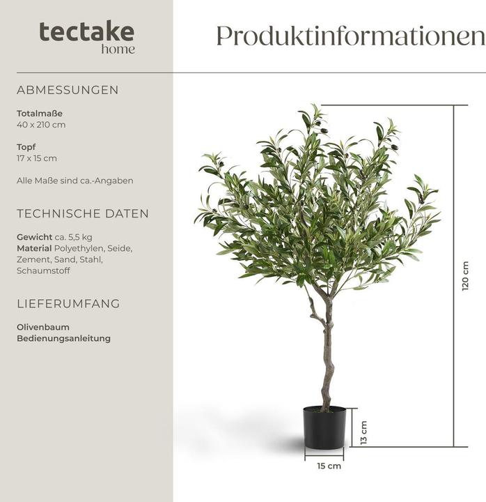 Image du produit tectake Künstlicher Olivenbaum Oleand, realistische Textur (120 cm)