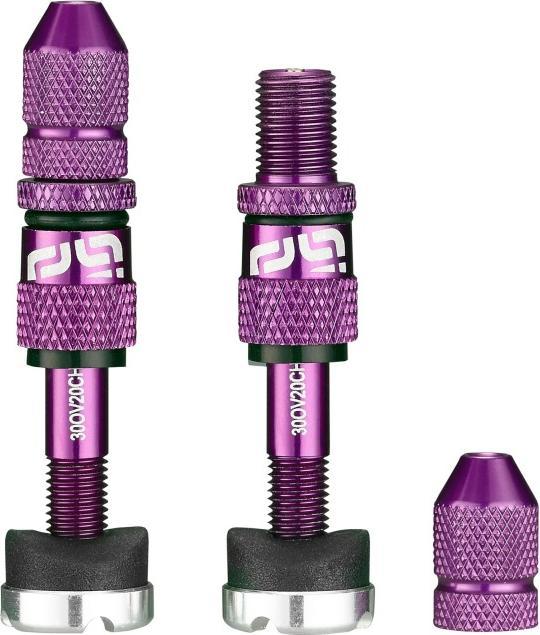 Actual product image e*13 Quick Fill Tubeless Schrader Valves, 23-31mm Depth, 2 pcs., eggplant
