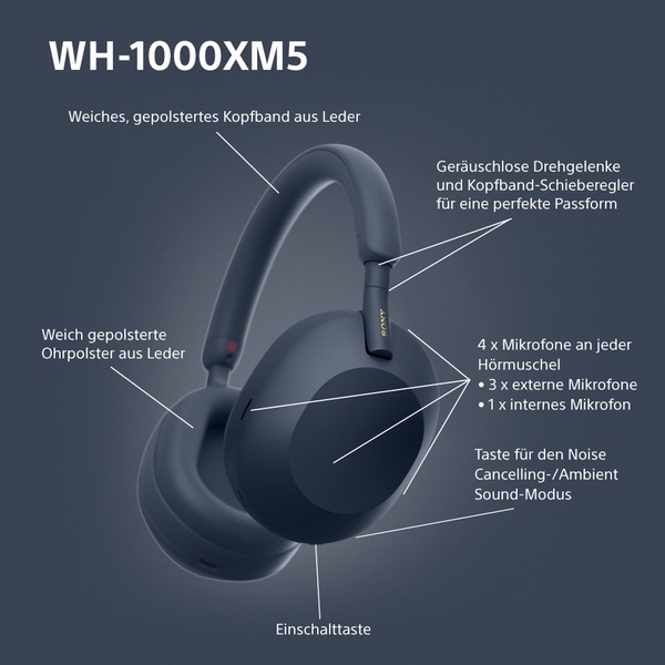 Produktbild Sony WH-1000XM5 (NC, 30 h, Kabellos, Kabelgebunden)