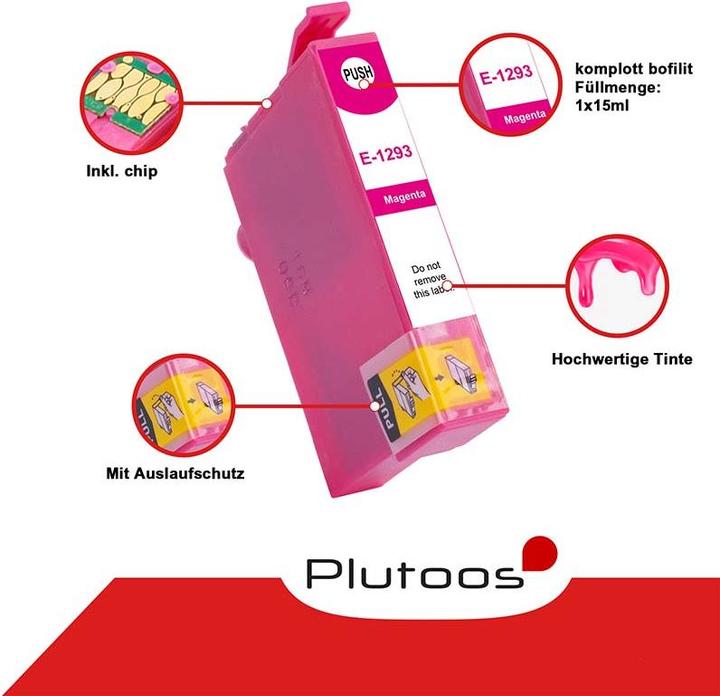 Produktbild Plutoos Epson T1293XL Patrone XXL kompatibel, Magenta C 13 T 12934010 (M)