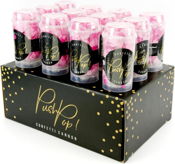 Productafbeelding Partydeco Confetti Cannon Push Pop Ø 8 mm, 1 stuk, Roze (1 Pcs.)