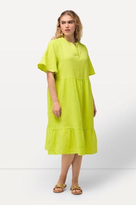 Produktbild Ulla Popken Musselin-Kleid, A-Linie, Tunika-Ausschnitt, Halbarm (54)
