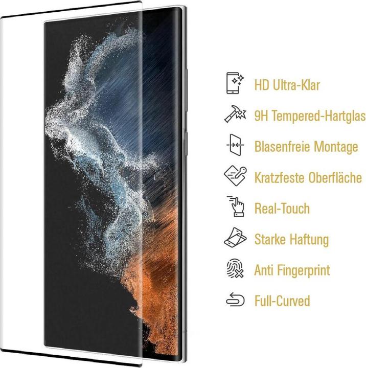 Produktbild Protectorking 4x echtes Tempered 9H Panzerhartglas 3D KLAR (4 Stk., Samsung Galaxy S22 Ultra)