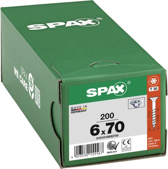 Actual product image Spax Senkmultikopf T-Star Plus T30 Teilgewinde Wirox (200 Screws per piece, 6 x 70 mm)