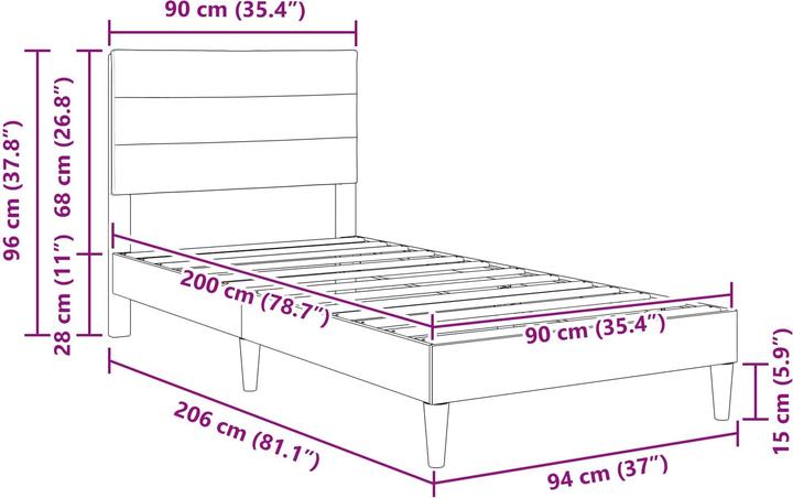Actual product image vidaXL Bettgestell (90 x 200 cm)