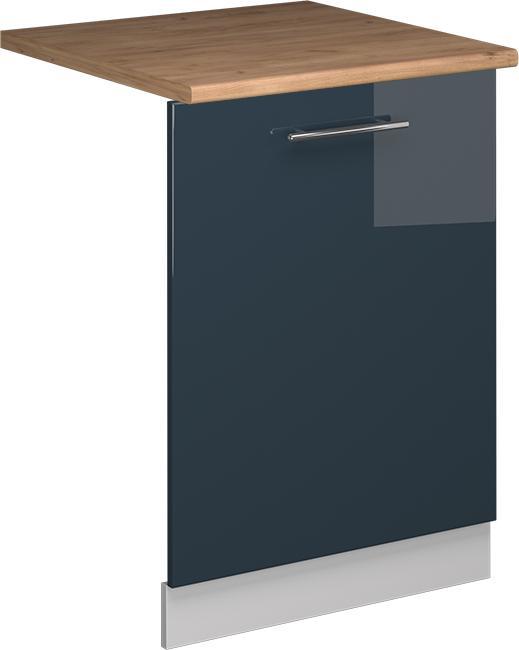 Dunkelblau hochglanz, Goldkraft Eiche, Weiss