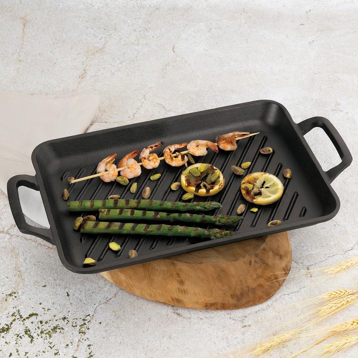 Produktbild BerlingerHaus Grillplatte aus Gusseisen mit Griffen, rechteckig, 33 x 22 cm