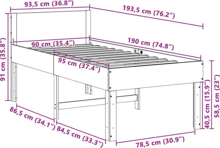Image du produit vidaXL Bettgestell (90 x 190 cm)