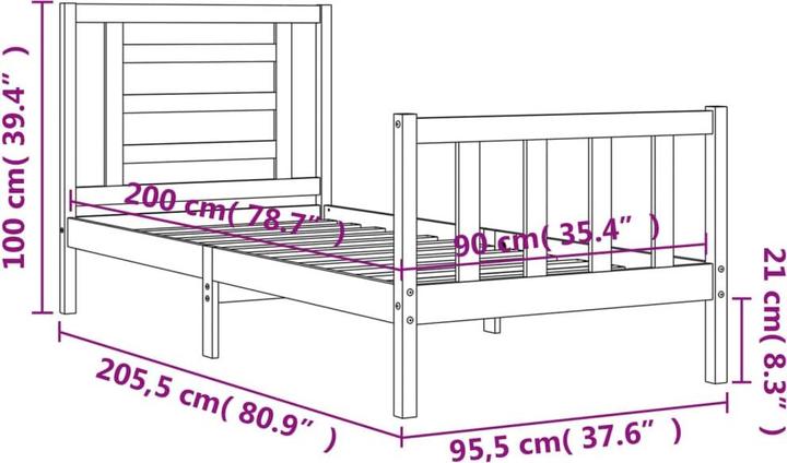Image du produit vidaXL Bettgestell (90 x 200 cm)