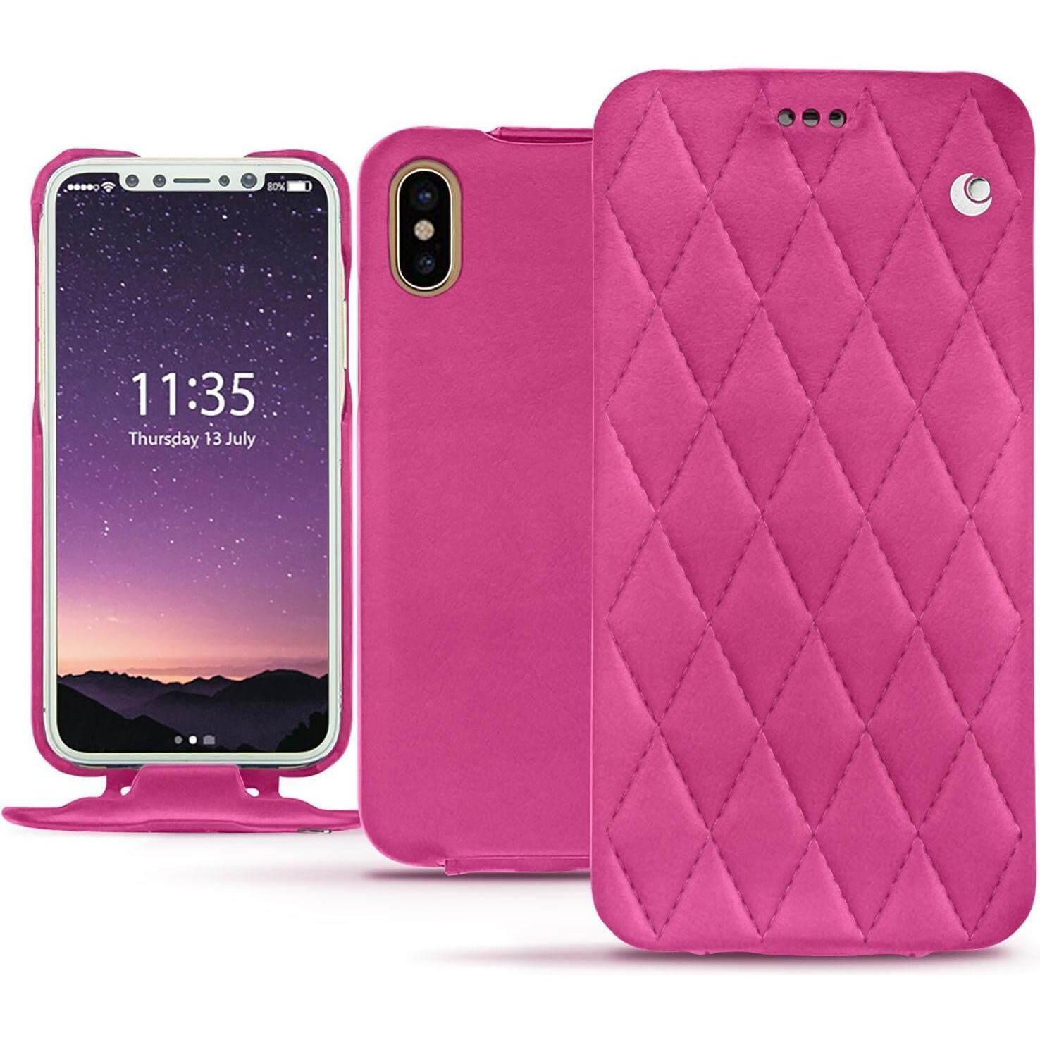 Thumbnail - Noreve Lederschutzhülle vertikal (Apple iPhone X), Smartphone Hülle, Rosa