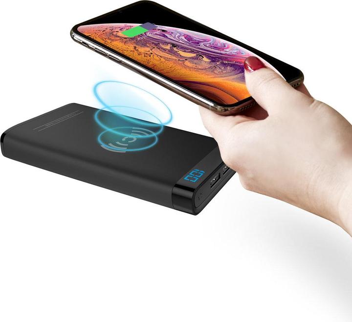 Productafbeelding Cygnett ChargeUp swift 10K draadloze QI draagbare powerbank - zwart (10000 mAh, 15 W, 37 Wh)