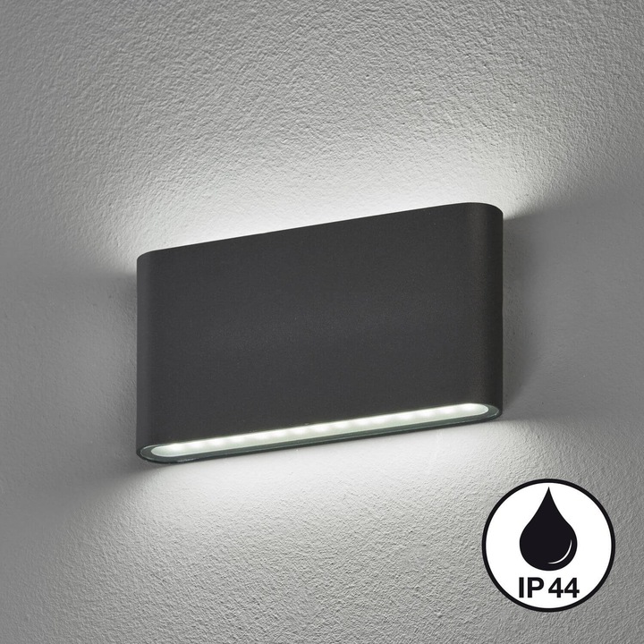 Produktbild Fischer & Honsel Honsel Scone LED Wandleuchte 2-fach 10,4W warmweiss Glas satiniert sandschwarz IP44 30557