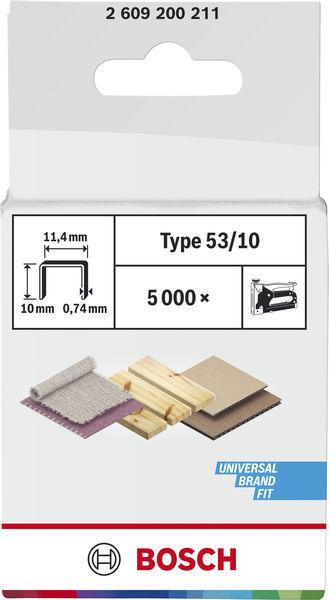 Produktbild Bosch Professional Zubehör Feindrahtklammer Typ 53, 11,4 x 0,74 x 10 mm, 5000er-Pack