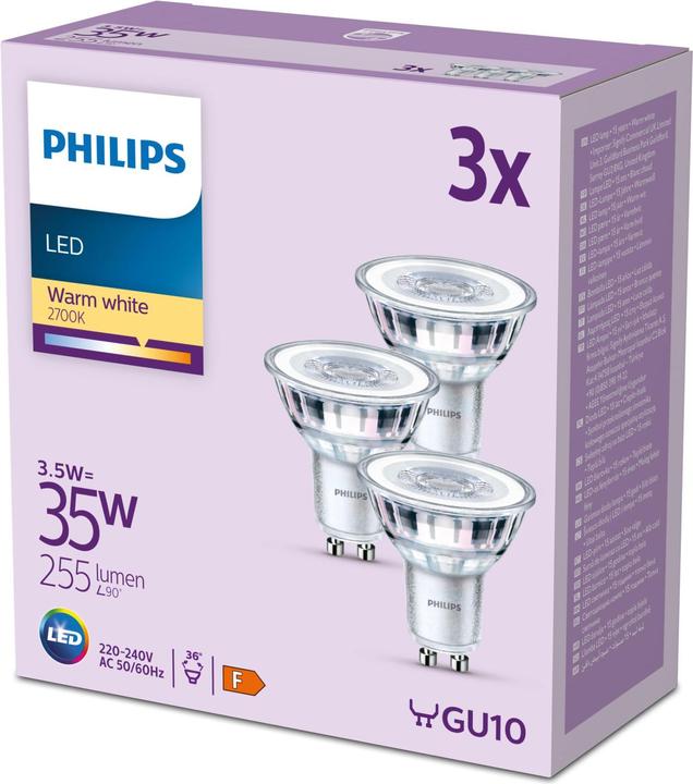 Produktbild Philips LED Classic (GU10, 3.50 W, 255 lm, 3 x, F)