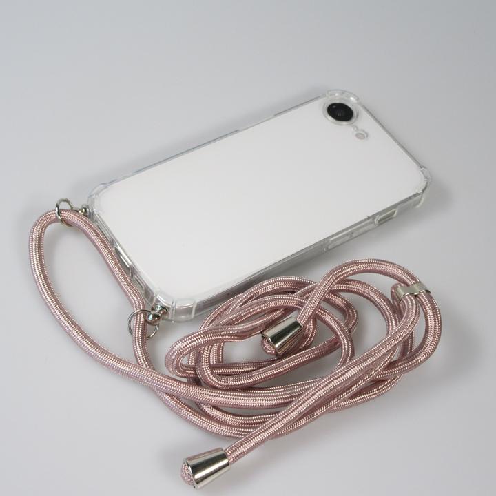 Produktbild PhoneLook Hülle Gummi transparent mit Seil rosa (Apple iPhone 16e)