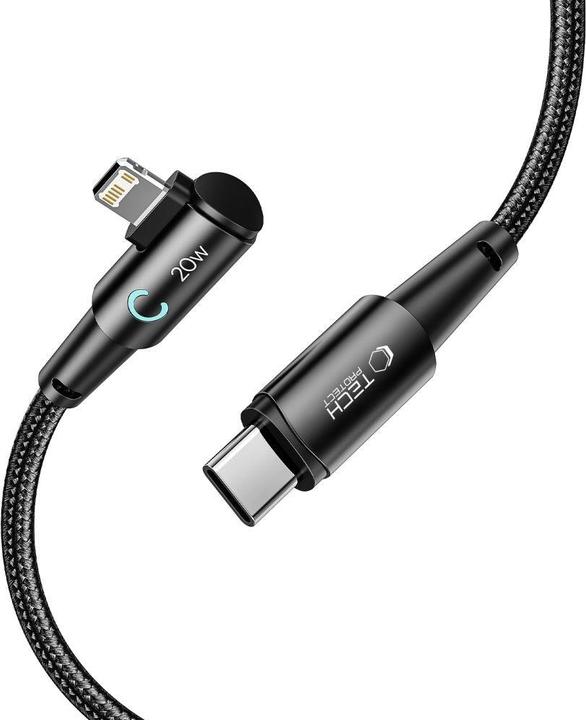 Produktbild Tech-Protect UltraBoost L Lightning (angled) / USB-C (straight) PD 20W 3A 1m cable - gray (1 m, 20 W)