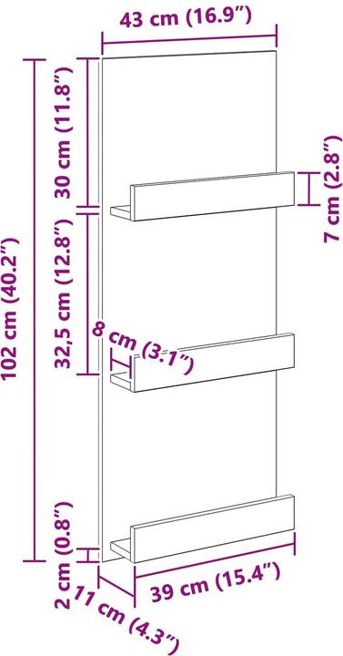 Actual product image vidaXL Zeitschriftenhalter (11 x 11 x 102 cm)