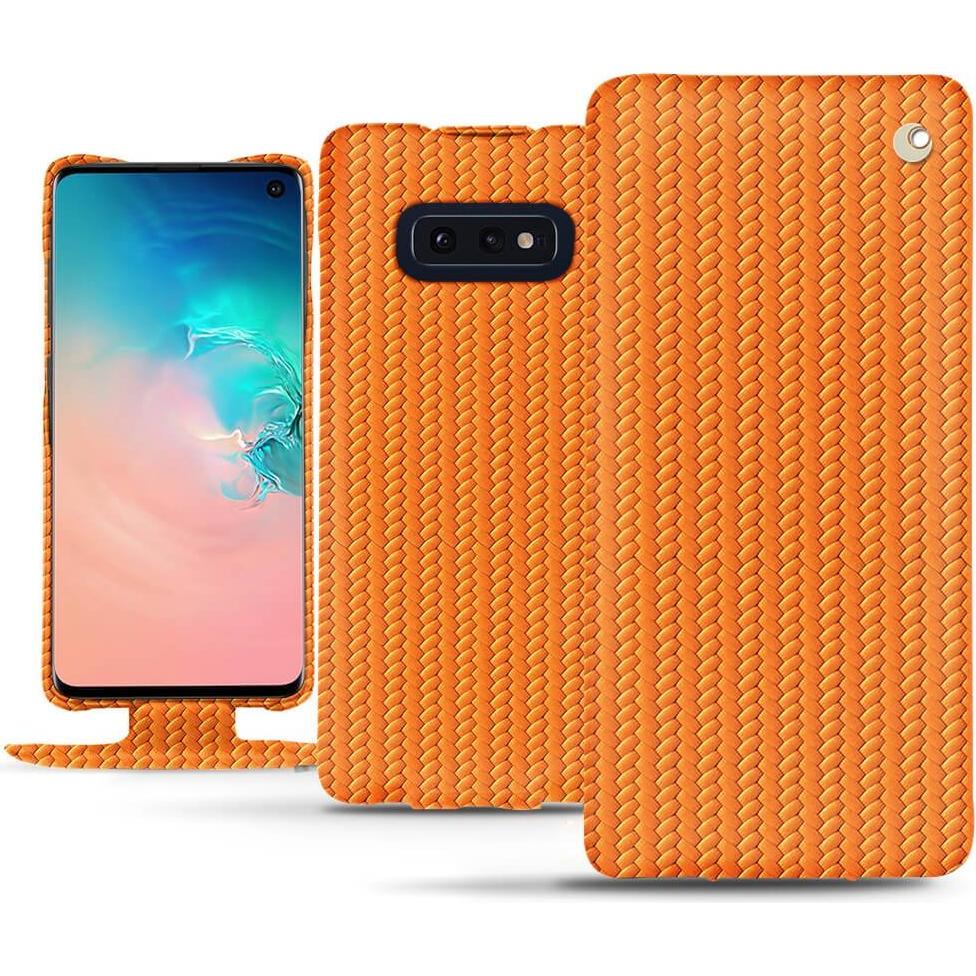 Noreve Lederschutzhülle vertikal (Samsung Galaxy S10e), Smartphone Hülle, Orange