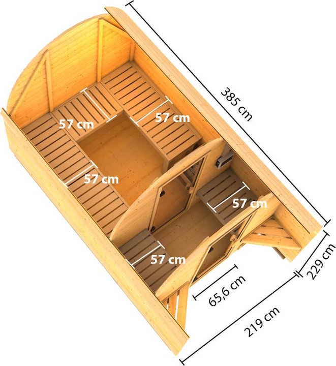 Produktbild Karibu 38 mm Sauna Fasshaus 3 (9 KW Bio externe Steuerung)
