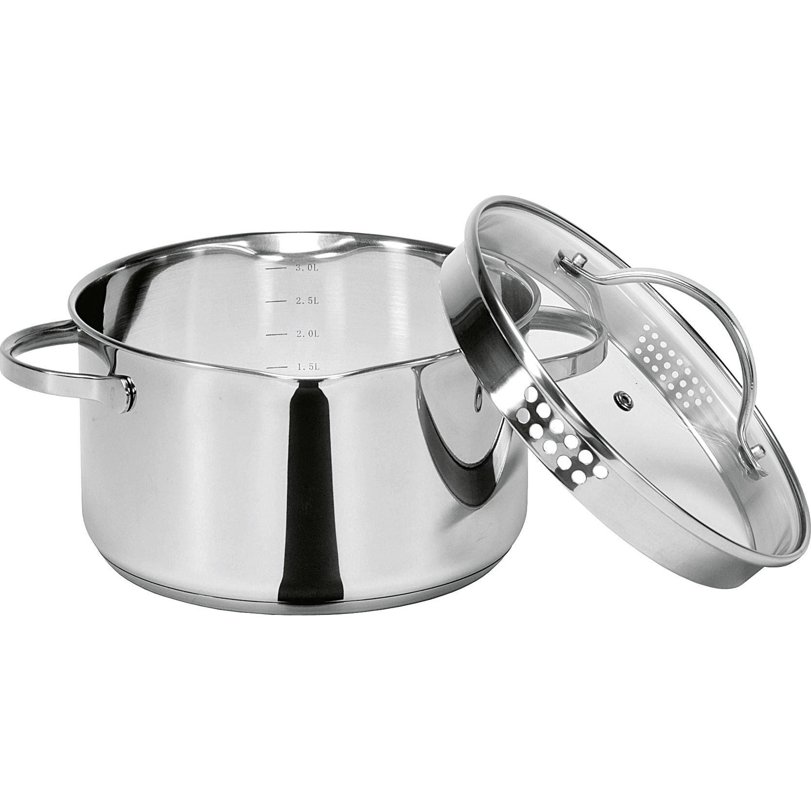 Krüger Kochtopf mit Ausguss 1,5 l Ø16cm Edelstahl, Pfanne + Kochtopf, Silber