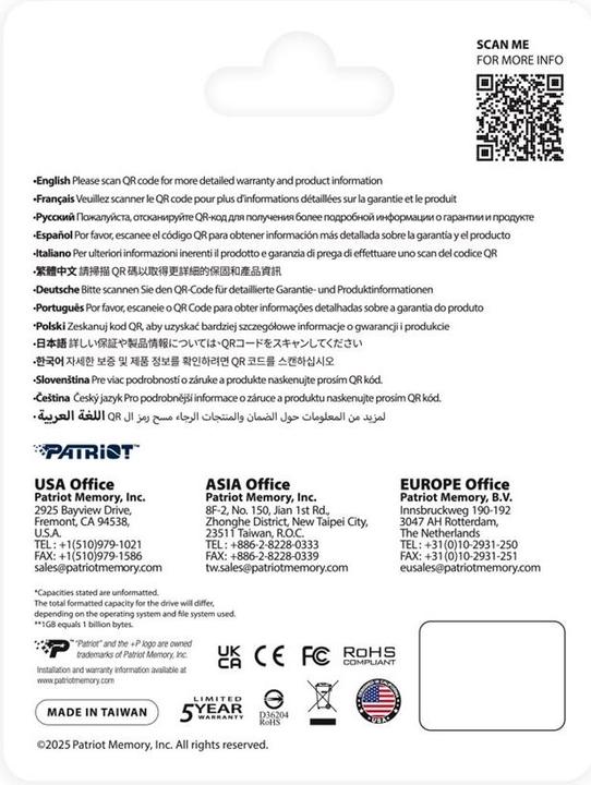 Actual product image Patriot SSD 1TB M.2 P410 PCIe 4.0 5000/4500 (1000 GB, M.2)