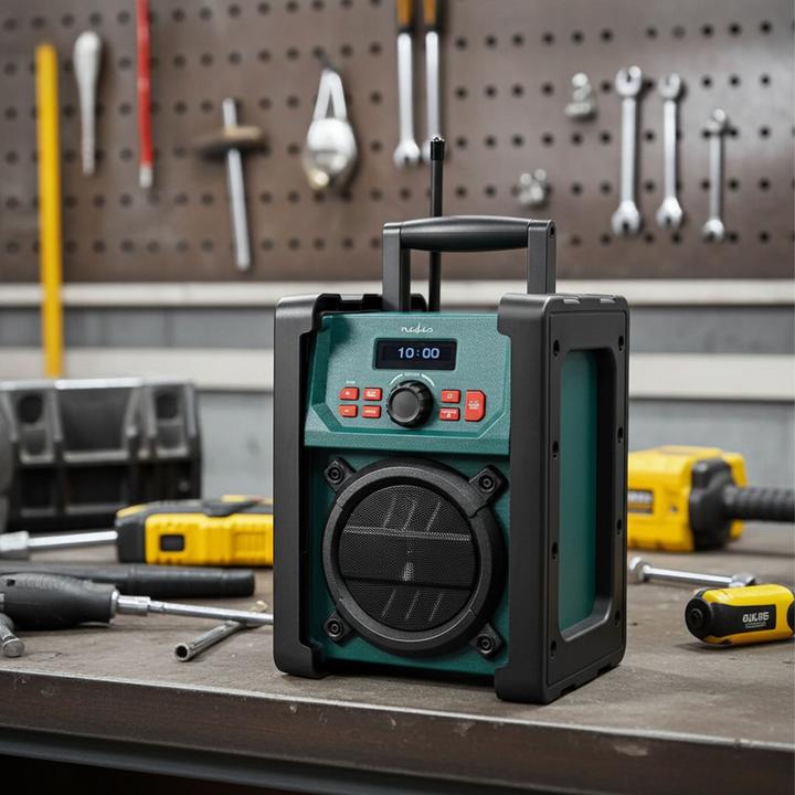 Actual product image Nedis DAB + Radio Desktop Version DAB+ / FM 2.2" Black and White Monitor Battery Operated/Mains Powered (DAB+, FM, Bluetooth)