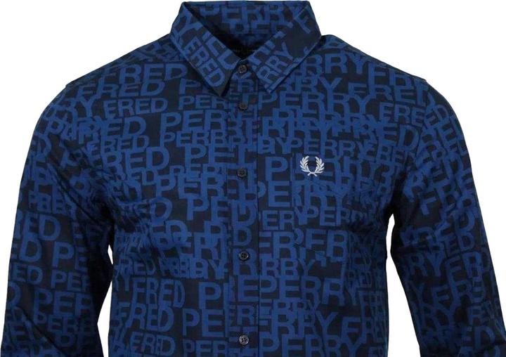 Immagine prodotto Fred Perry Camicia Logo sul Intera Superficie Manica Lunga Uomo (S)