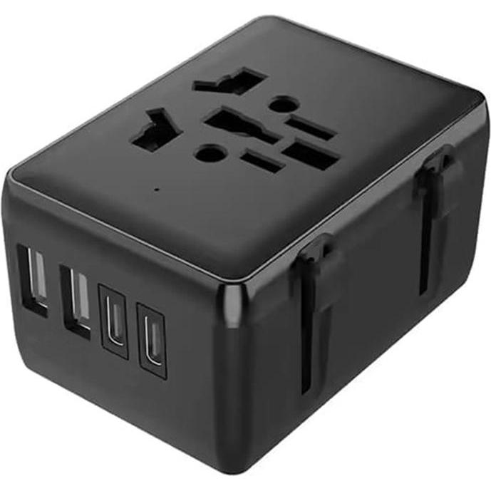 Techsuit, Adattatore da viaggio, - Travel Adapter (HHT203A) - PD20W, 2 x USB, 2 x Type-C, EU, UK, AUS, US - Black