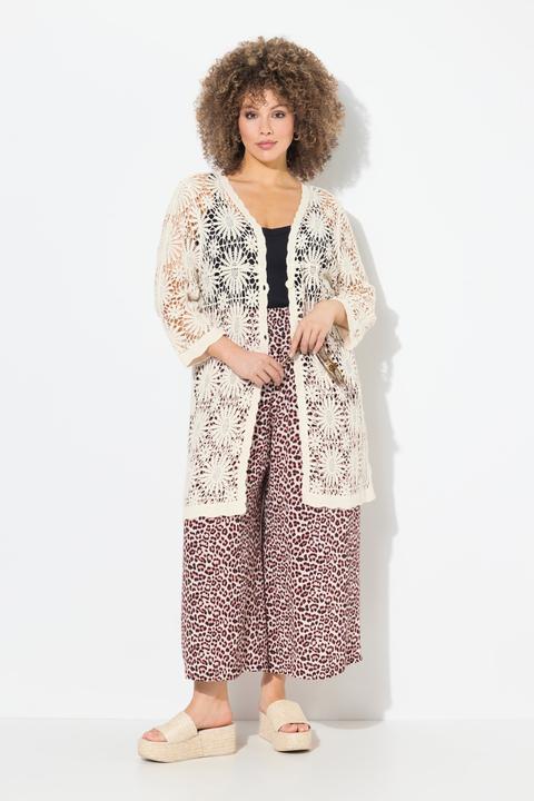 Produktbild Ulla Popken Strickjacke, Blüten, Wellenkanten, V-Ausschnitt, Langarm (50, 52)