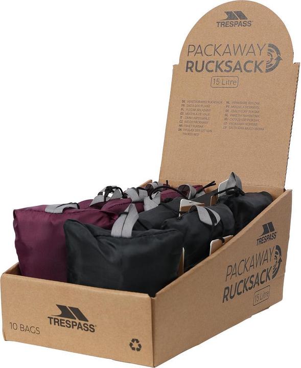 Actual product image Trespass REVERSE - PACKAWAY BACKPACK (black/grape red, EACH, ASS) (15 l)