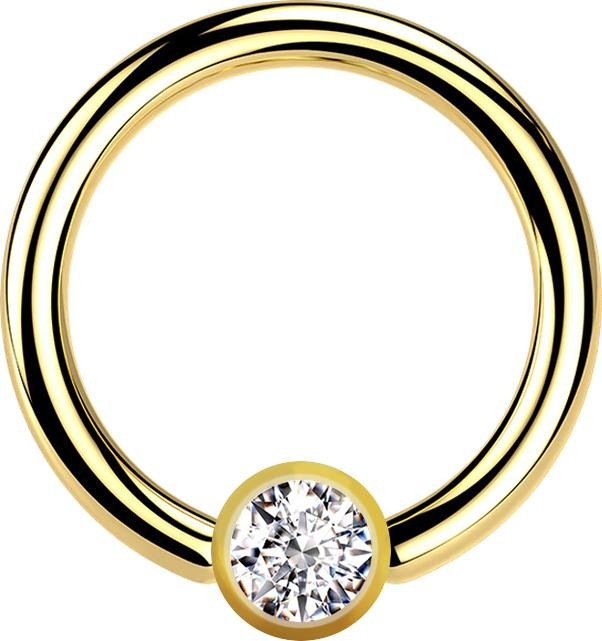 Produktbild Star Piercing Micro Ball Closure Ring vergoldet mit Kugel Kristall silber (ohne Messing, Chirurgenstahl 316L)