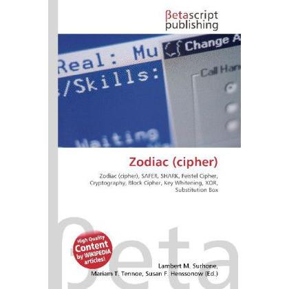 Zodiac (cipher), Fachbücher von Lambert M. Surhone, Miriam T. Timpledon, Susan F. Marseken