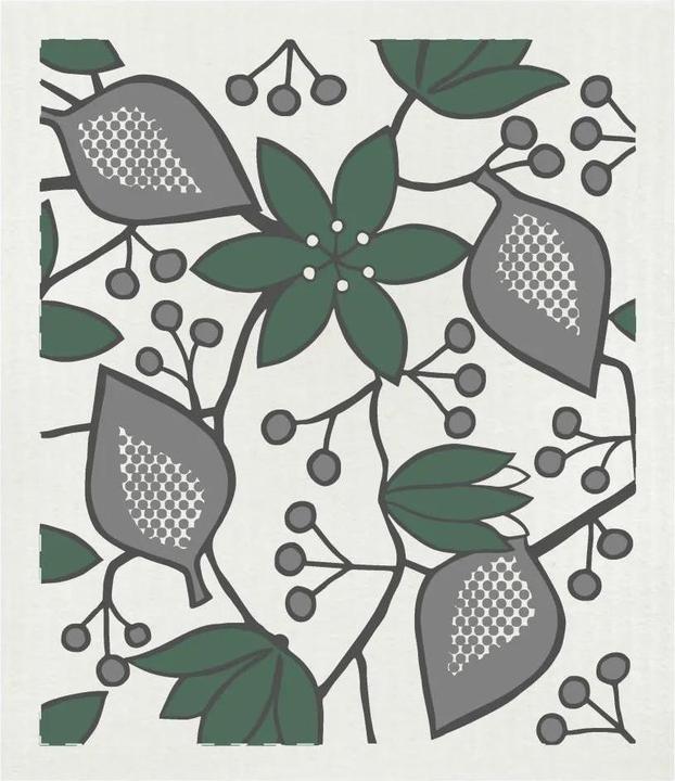 Produktbild Born in Sweden Spültuch Helleborus Grün aus Zellulose, umweltfreundlich, 18x20cm (1 Stk.)